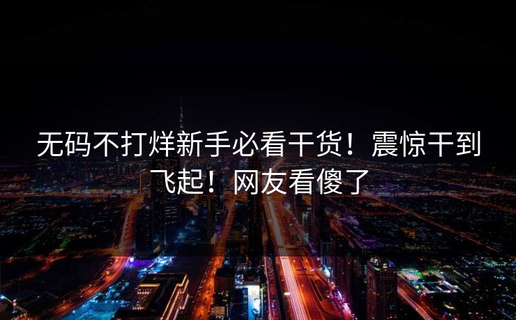 无码不打烊新手必看干货！震惊干到飞起！网友看傻了