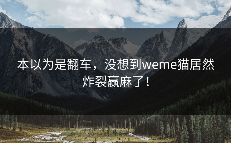 本以为是翻车，没想到weme猫居然炸裂赢麻了！