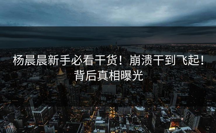 杨晨晨新手必看干货！崩溃干到飞起！背后真相曝光