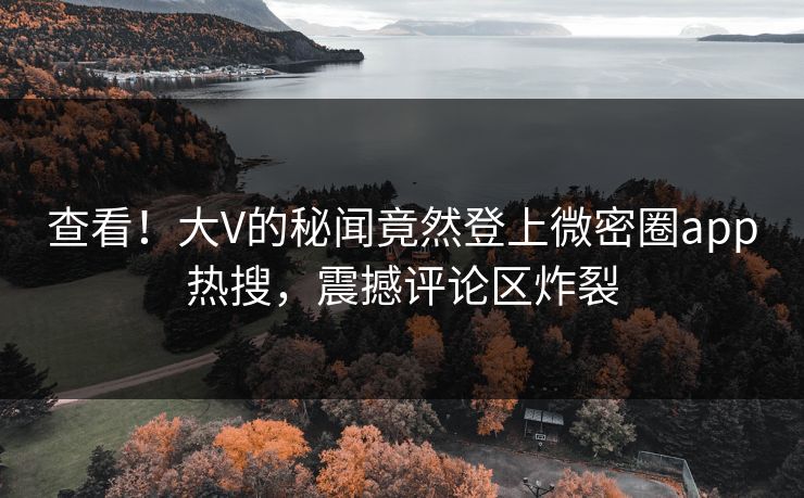 查看！大V的秘闻竟然登上微密圈app热搜，震撼评论区炸裂