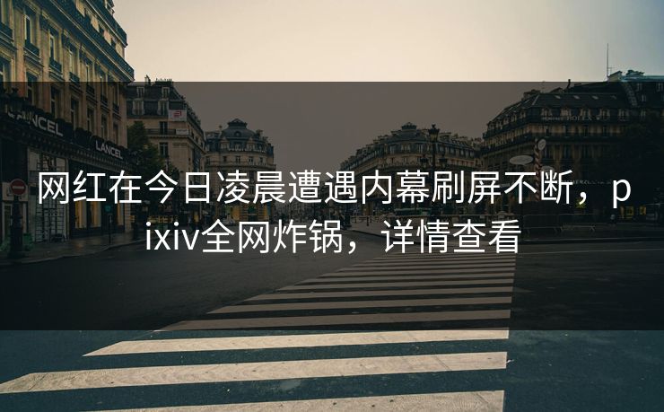 网红在今日凌晨遭遇内幕刷屏不断，pixiv全网炸锅，详情查看