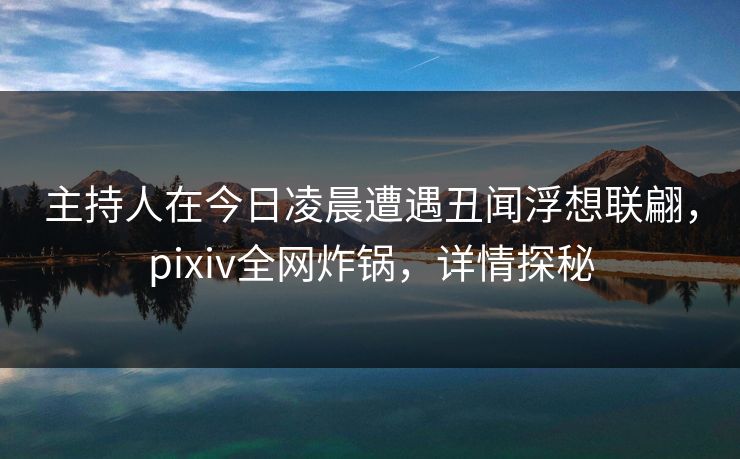 主持人在今日凌晨遭遇丑闻浮想联翩，pixiv全网炸锅，详情探秘
