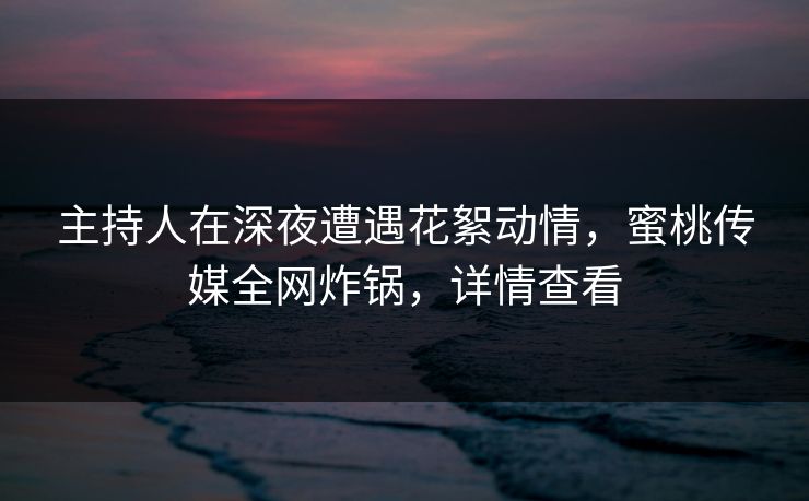 主持人在深夜遭遇花絮动情，蜜桃传媒全网炸锅，详情查看
