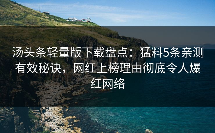 汤头条轻量版下载盘点：猛料5条亲测有效秘诀，网红上榜理由彻底令人爆红网络