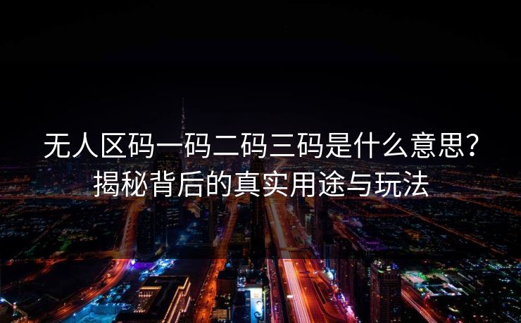 无人区码一码二码三码是什么意思?揭秘背后的真实用途与玩法